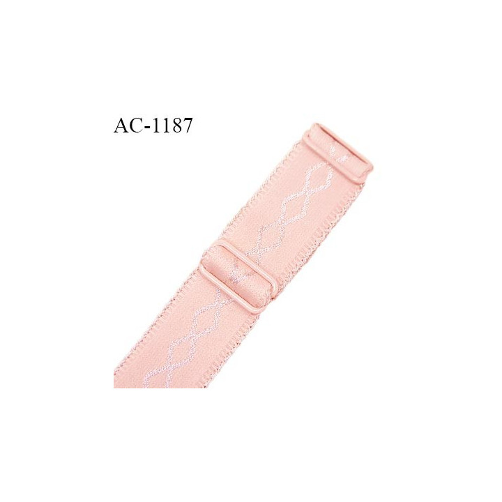 Bretelle lingerie SG 24 mm très haut de gamme couleur pêche avec 2 barrettes largeur 24 mm longueur 30 cm prix à l'unité
