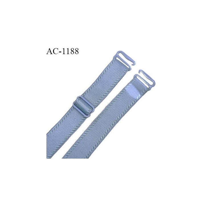 Bretelle lingerie SG 16 mm très haut de gamme couleur bleu glacier avec 1 barrette + 2 crochets largeur 16 mm prix à l'unité