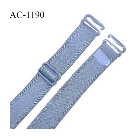 Bretelle lingerie SG 19 mm très haut de gamme couleur bleu glacier avec 1 barrette + 2 crochets largeur 19 mm prix à l'unité