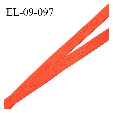 Elastique 9 mm lingerie très haut de gamme inscription Chantelle couleur orange largeur 9 mm élastique souple prix au mètre