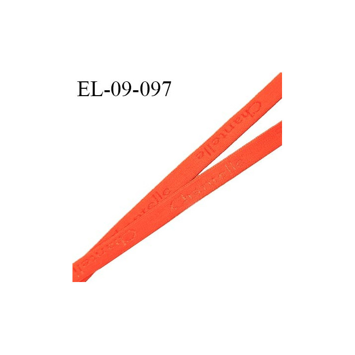 Elastique 9 mm lingerie très haut de gamme inscription Chantelle couleur orange largeur 9 mm élastique souple prix au mètre