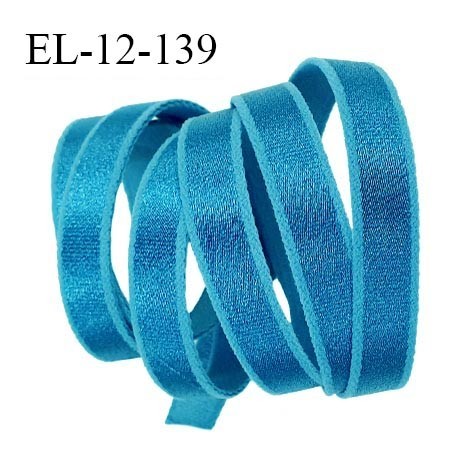 Elastique 12 mm bretelle et lingerie couleur bleu turquoise brillant fabriqué en France pour une grande marque prix au mètre