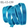 Elastique 12 mm bretelle et lingerie couleur bleu turquoise brillant fabriqué en France pour une grande marque prix au mètre