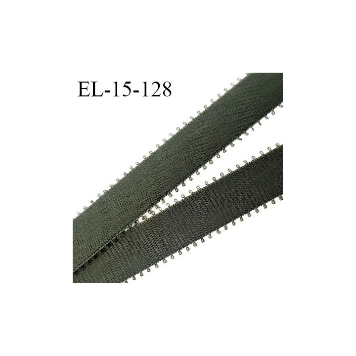 Elastique picot 15 mm couleur vert kaki haut de gamme superbe prix au mètre