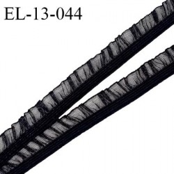 Elastique froufrou 13 mm couleur noir bande élastique souple largeur 6 mm + 7 mm froufrou allongement +140% prix au mètre