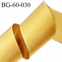 Galon ruban 60 mm ruban petit grain couleur or brillant avec picots noirs de chaque côté largeur 60 mm prix au mètre