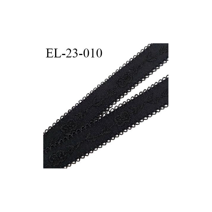Elastique picot 22 mm lingerie haut de gamme couleur noir avec motifs fabriqué en France largeur 22 mm prix au mètre