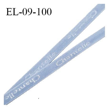 Elastique 9 mm lingerie très haut de gamme inscription Chantelle couleur bleu élastique souple prix au mètre