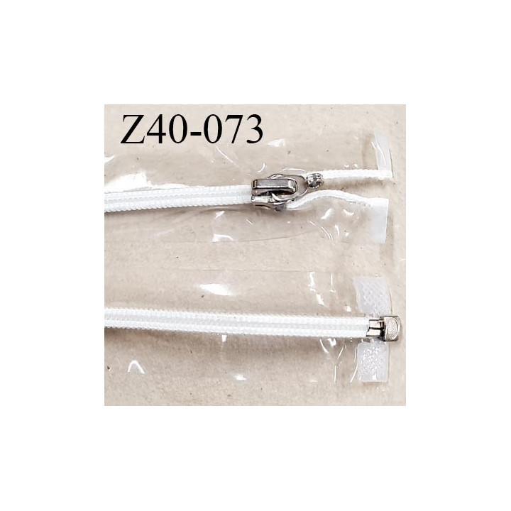 Fermeture zip 40 cm couleur transparente en vinyle séparable avec glissière nylon blanc curseur en métal ouvert prix à l'unité