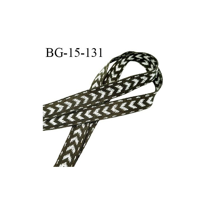 Galon ruban 15 mm gros grain couleur vert avec surpiqûre couleur argenté largeur 15 mm prix au mètre