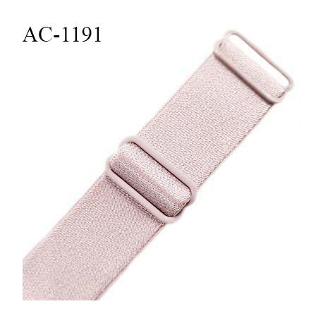 Bretelle lingerie SG 25 mm très haut de gamme couleur rose thé brillant avec 2 barrettes longueur 12.5 cm prix à l'unité