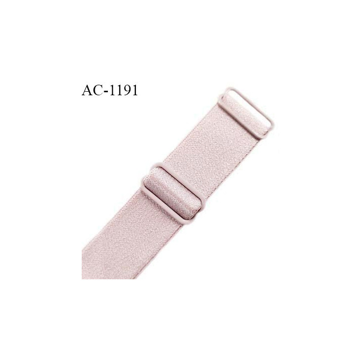 Bretelle lingerie SG 25 mm très haut de gamme couleur rose thé brillant avec 2 barrettes longueur 12.5 cm prix à l'unité