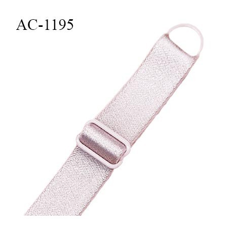 Bretelle lingerie SG 17 mm très haut de gamme couleur rose thé brillant 1 barrette 1 anneau longueur 14.5 cm prix à l'unité