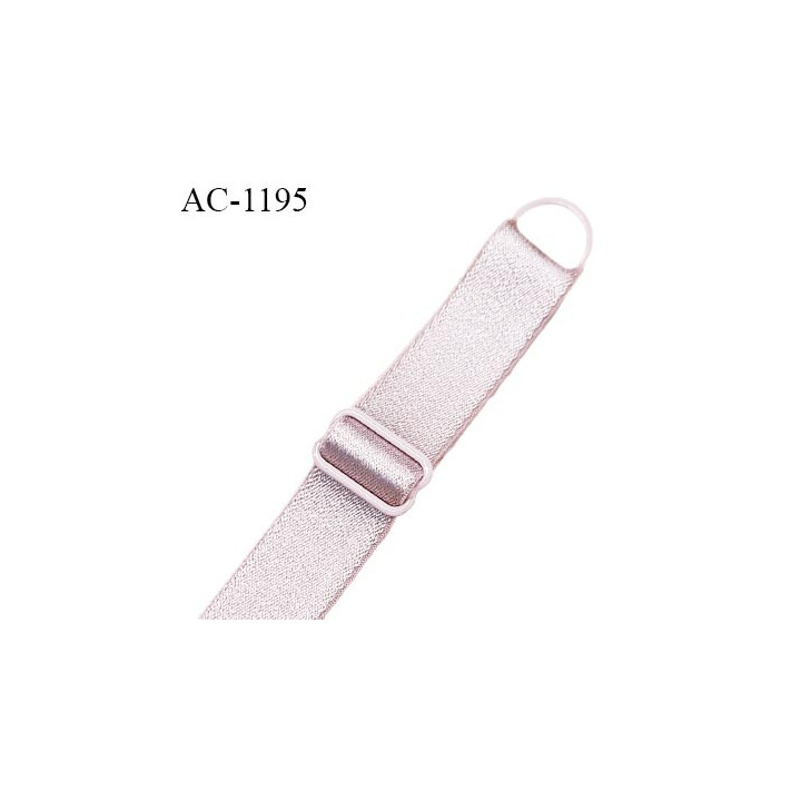 Bretelle lingerie SG 17 mm très haut de gamme couleur rose thé brillant 1 barrette 1 anneau longueur 14.5 cm prix à l'unité