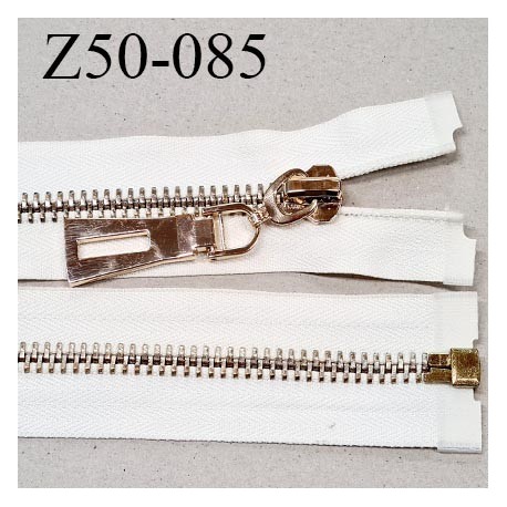 Fermeture zip 50 cm séparable couleur naturel écru zip glissière métal couleur or largeur 8 mm longueur 50 cm prix à l'unité