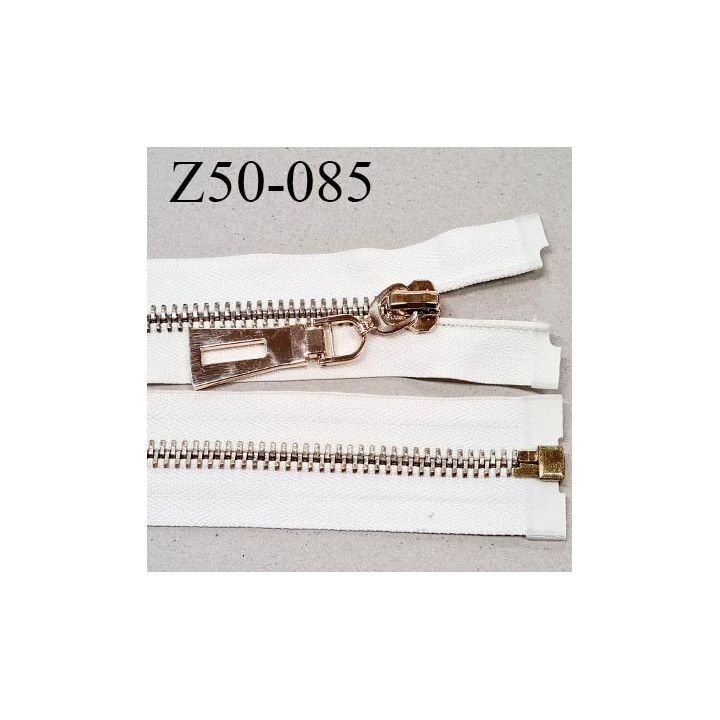 Fermeture zip 50 cm séparable couleur naturel écru zip glissière métal couleur or largeur 8 mm longueur 50 cm prix à l'unité