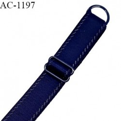 Bretelle lingerie SG 16 mm très haut de gamme couleur bleu nuit 1 barrette 1 anneau longueur 21 cm prix à l'unité