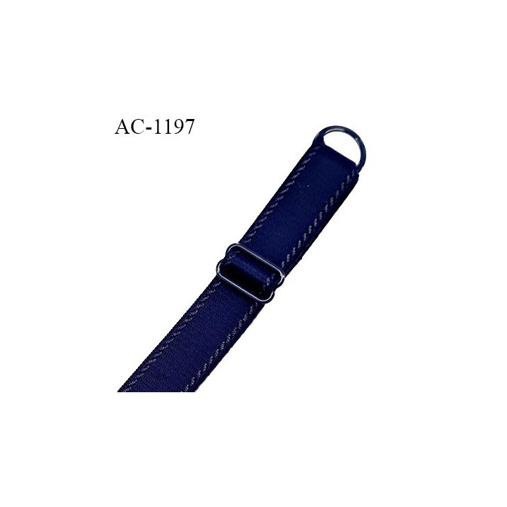 Bretelle lingerie SG 16 mm très haut de gamme couleur bleu nuit 1 barrette 1 anneau longueur 21 cm prix à l'unité