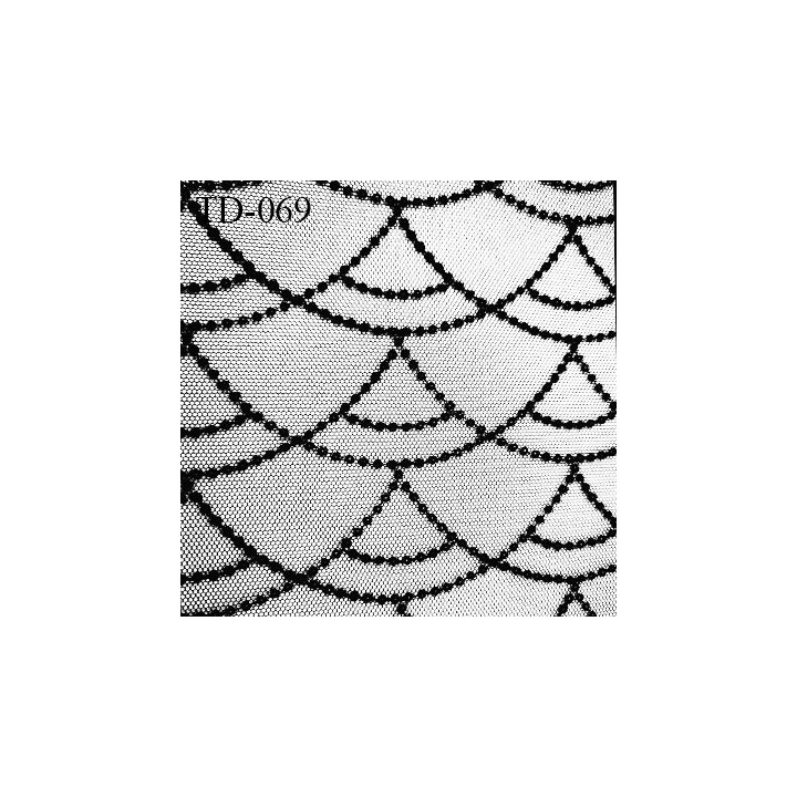 Dentelle brodée sur tulle couleur noir haut de gamme  largeur 140 cm  prix pour 10 centimètres