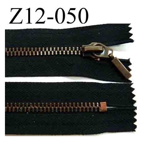 fermeture éclair longueur 12 cm couleur noir non séparable zip métal couleur bronze largeur 3,1 cm largeur du zip 5 mm