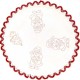Napperon diamètre 27 cm pré imprimé à broder en toile de coton couleur naturelle avec finition dentelle rouge thème NOEL