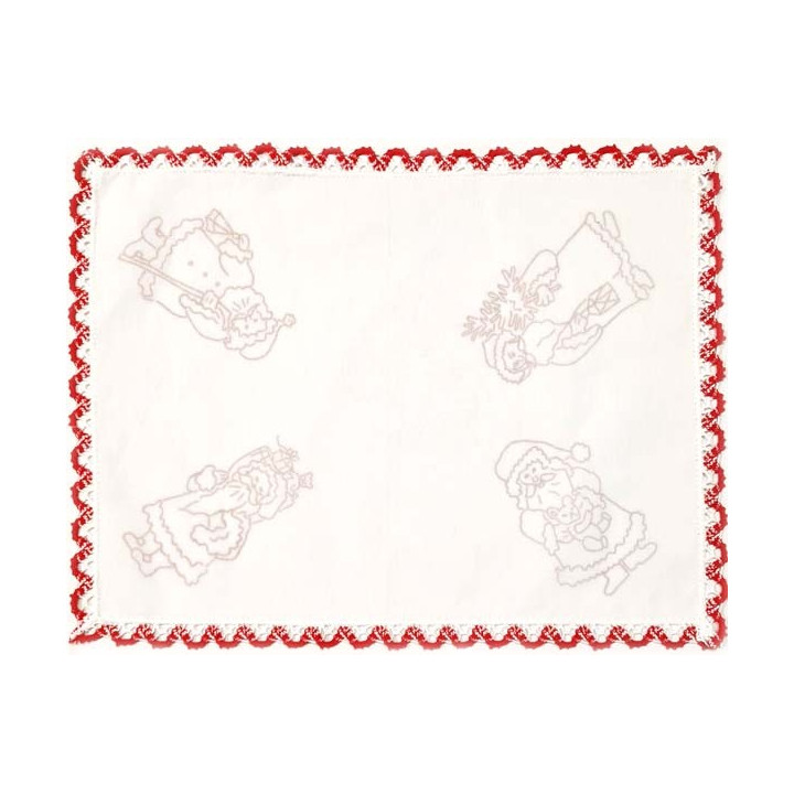 Napperon rectangle thème NOEL 40 x 30 cm pré imprimé à broder en toile de coton couleur naturelle