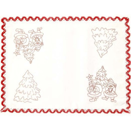 Napperon rectangle thème NOEL 40 x 30 cm pré imprimé à broder en toile de coton couleur naturelle