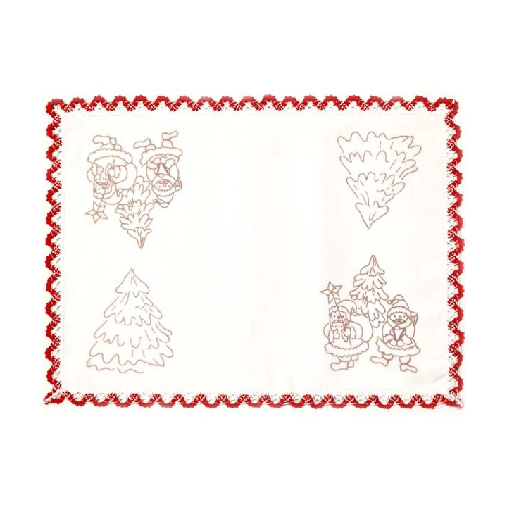 Napperon rectangle thème NOEL 40 x 30 cm pré imprimé à broder en toile de coton couleur naturelle