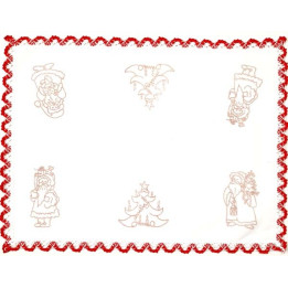 Napperon rectangle thème NOEL 40 x 30 cm pré imprimé à broder en toile de coton couleur naturelle
