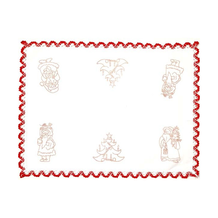 Napperon rectangle thème NOEL 40 x 30 cm pré imprimé à broder en toile de coton couleur naturelle