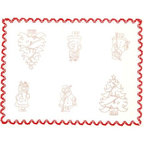 Napperon rectangle thème NOEL 40 x 30 cm pré imprimé à broder en toile de coton couleur naturelle