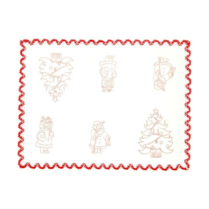 Napperon rectangle thème NOEL 40 x 30 cm pré imprimé à broder en toile de coton couleur naturelle