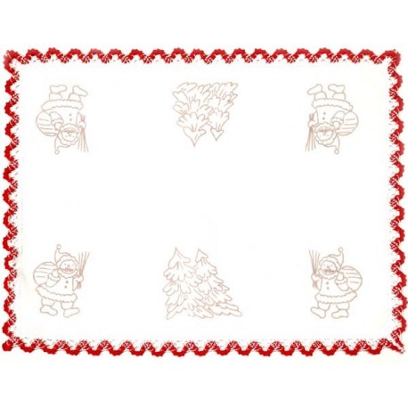 Napperon rectangle thème NOEL 40 x 30 cm pré imprimé à broder en toile de coton couleur naturelle