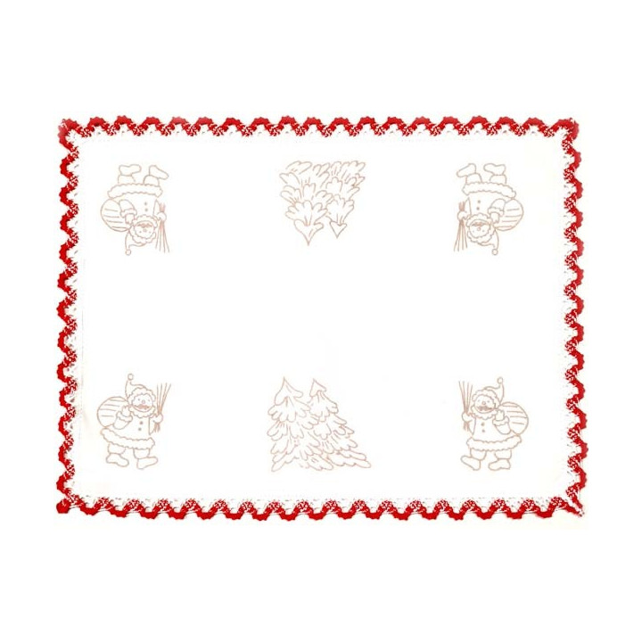 Napperon rectangle thème NOEL 40 x 30 cm pré imprimé à broder en toile de coton couleur naturelle