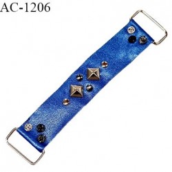 Patte simili cuir couleur bleu brillant longueur 15 cm largeur 3 cm très souple prix à la pièce