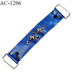 Patte simili cuir ornement déco couleur bleu brillant longueur 15 cm largeur 3 cm très souple prix à la pièce