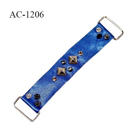 Patte simili cuir couleur bleu brillant longueur 15 cm largeur 3 cm très souple prix à la pièce