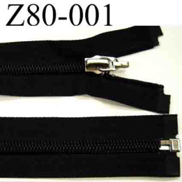fermeture éclair longueur 80 cm couleur noir  séparable zip nylon largeur 3,1 cm largeur de la glissière 6.5 mm curseur métal