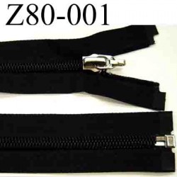 fermeture zip à glissière longueur 80 cm couleur noir séparable zip nylon largeur 3,1 cm largeur de la glissière 6.5 mm 