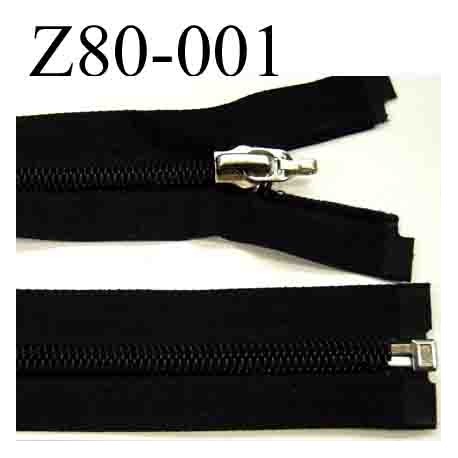 fermeture éclair longueur 80 cm couleur noir séparable zip nylon largeur 3,1 cm largeur de la glissière 6.5 mm curseur métal