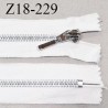 Fermeture zip 18 cm non séparable couleur blanc longueur 18 cm largeur 3.5 cm glissière métal couleur argent prix à l'unité