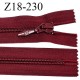 Fermeture zip 18 cm non séparable couleur bordeaux largeur 3.3 cm zip nylon longueur 18 cm prix à l'unité