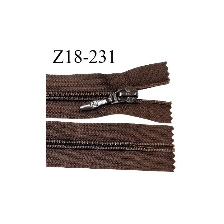 Fermeture zip 18 cm non séparable couleur chocolat largeur 3.3 cm zip nylon longueur 18 cm prix à l'unité
