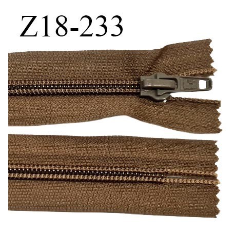 Fermeture zip 18 cm non séparable couleur marron largeur 3.3 cm zip nylon longueur 18 cm prix à l'unité