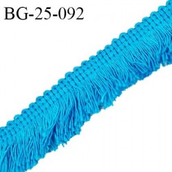 Galon franges 25 mm coton couleur bleu largeur de bande 7 mm + 18 mm de franges prix au mètre