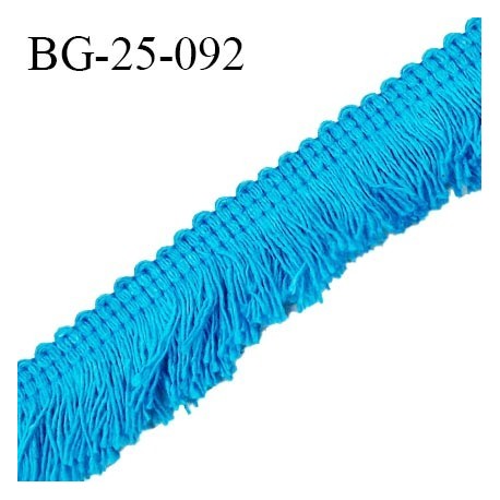 Galon franges 25 mm coton couleur bleu largeur de bande 7 mm + 18 mm de franges prix au mètre