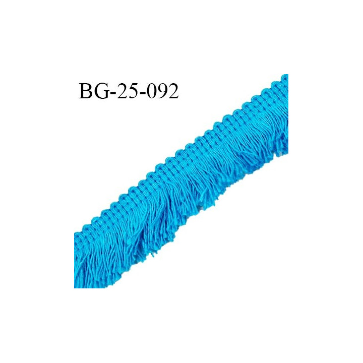 Galon franges 25 mm coton couleur bleu largeur de bande 7 mm + 18 mm de franges prix au mètre