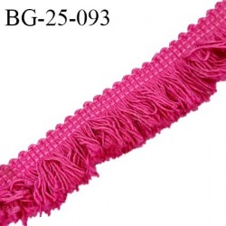 Galon franges 25 mm coton couleur rose largeur de bande 7 mm + 18 mm de franges prix au mètre