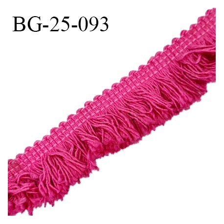 Galon franges 25 mm coton couleur rose largeur de bande 7 mm + 18 mm de franges prix au mètre