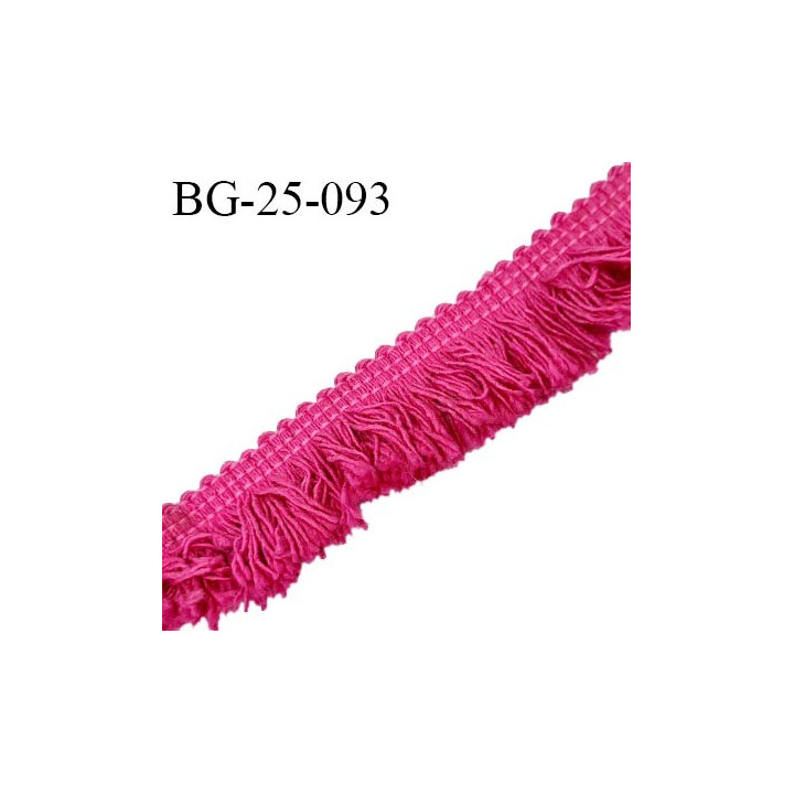 Galon franges 25 mm coton couleur rose largeur de bande 7 mm + 18 mm de franges prix au mètre